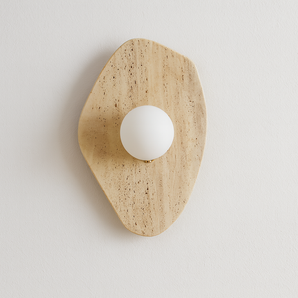 Luminária Arandela Moderna Minimalista Mármore Travertino Vidro Globo Dang