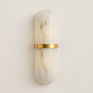 Luminária Arandela Moderna Minimalista Mármore Pinangge - Ø12x40cm / Branco Quente (3000K) - ORNE™