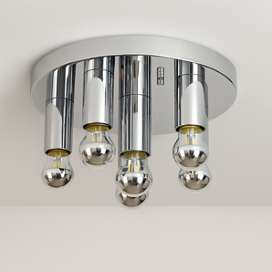Luminária de Teto Plafon Sobrepor Redondo Moderno Minimalista Metal Prata Chromed