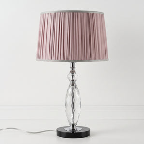 Luminária de Mesa Moderna Minimalista Metal Cristal Tecido Taola
