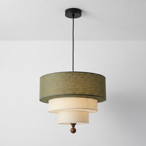Luminária Pendente Moderna Minimalista Madeira Tecido Arboga