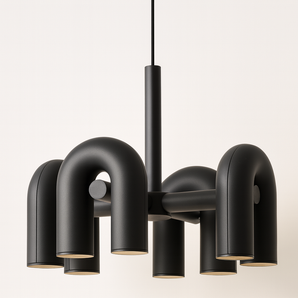 Luminária Pendente Moderna Minimalista Direcionável Articulado Redondo Metal LED Circus - Ø60cm / Preto / Branco Quente (3000K) - ORNE™