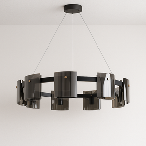 Luminária Pendente Moderno Minimalista Vidro Fumê Flux - Ø80cm - ORNE™