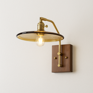 Luminária Arandela Moderna Minimalista Vidro Metal Shantal - Redondo / Vidro, Alumínio e Madeira / E27 - ORNE™
