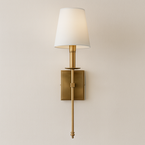 Luminária Arandela Moderna Minimalista Metal Tecido Souja - Dourado / Ø16x54cm - ORNE™