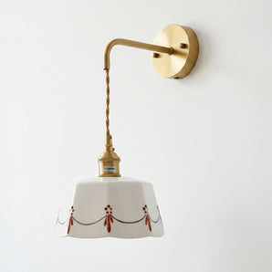 Luminária Arandela Giratória Clássica Retrô Vintage Cerâmica Metal Mogno — ORNE