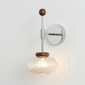 Luminária Arandela Moderna Minimalista Madeira Nogueira Metal Globo Chapel — ORNE