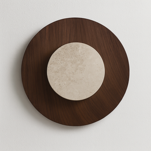 Luminária Arandela Moderna Minimalista LED Travertino Madeira Saare - Ø30cm / Branco Frio (6500K) - ORNE™