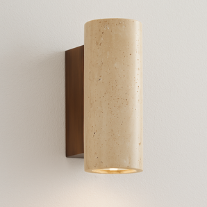 Luminária Arandela Moderna Minimalista LED Mármore Travertino Zitta - Ø6,5x16cm / Branco Quente (3000K) - ORNE™