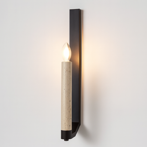 Luminária Arandela Moderno Minimalista Metal Mármore Travertino Tartu - 13x54cm / Alumínio e Mármore Travertino - ORNE™
