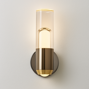 Luminária Arandela Moderna Minimalista LED Vidro Tevoa - Ø9,5x20cm / Vidro e Alumínio / Branco Quente (3000K) - ORNE™