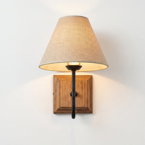 Luminária Arandela Retrô Minimalista Metal Madeira Tecido Sakal — ORNE