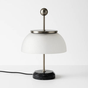 Luminária de Mesa Abajur Moderna Minimalista Metal Vidro Urlin - Prata / Branco Quente (3000K) - ORNE™