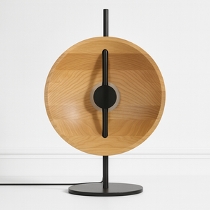 Luminária de Mesa Abajur Moderno Minimalista Madeira Metal LED Hove