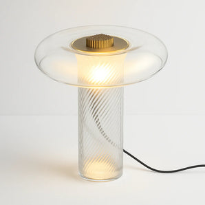 Luminária de Mesa Abajur Moderna Minimalista Vidro Metal Dourado Clear - Branco Quente (3000K) - ORNE™