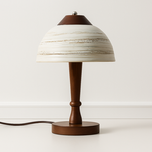 Luminária de Mesa Abajur Moderna Minimalista LED Cerâmica Madeira Ollie - Ø23x35cm / Cerâmica e Madeira / Branco Quente (3000K) - ORNE™