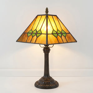 Luminária de Mesa Tiffany Retrô Minimalista Resina Vidro Metal Caves — ORNE