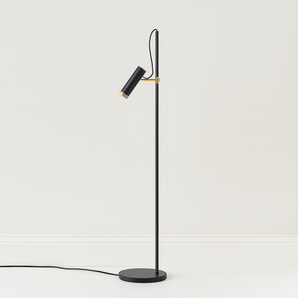 Luminária de Piso Coluna Moderna Minimalista Spot Direcionável Articulada Metal LED Dirch - Preto / Branco Quente (3000K) - ORNE™