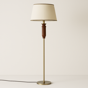 Luminária De Piso Moderna Minimalista Tecido Jozu - Marrom / Ø45x163cm - ORNE™