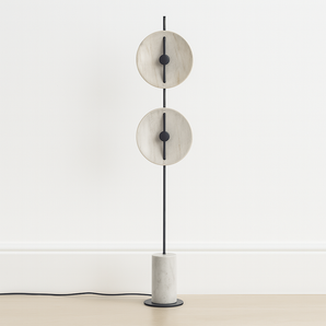 Luminária de Piso Coluna Moderna Minimalista Mármore Pier - Ø35cm x 170cm / Branco Quente (3000K) - ORNE™