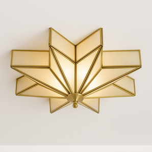 Luminária Plafon Minimalista Vidro Raze - Ø50x18cm / Dourado - ORNE™