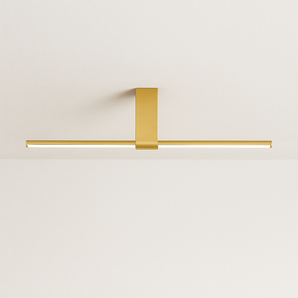 Luminária de Teto Plafon Sobrepor Geométrico Moderno Minimalista Metal Linear Dourado LED Cove