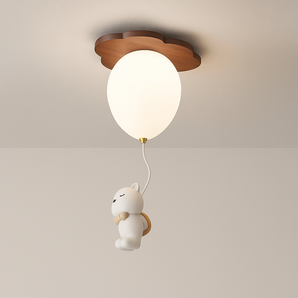 Luminária de Teto Plafon Sobrepor Orgânico Infantil Madeira Globo LED Boobles