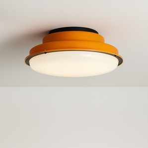 Luminária Plafon Moderna Minimalista LED Metal Acrílico Malaz - Ø35cm / Laranja / Branco Quente (3000K) - ORNE™
