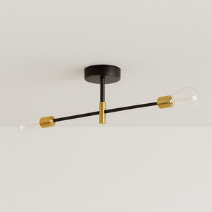 Luminária Plafon Moderno Minimalista Sputnik Martin - 2 lâmpadas / Preto e Dourado - ORNE™