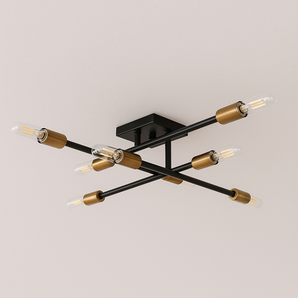 Luminária Plafon Moderna Minimalista Metal Raddi - Preto e Dourado / 110V / 55x55cm / E27 - ORNE™