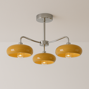 Luminária Pendente Moderna Minimalista Metal Vidro LED Olivia - Laranja / Branco Quente (3000K) - ORNE™