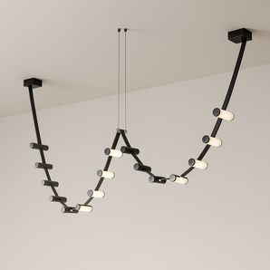 Luminária Pendente Moderna Minimalista LED Metal Fozz - Preto / Ø100cm / Branco Quente (3000K) - ORNE™