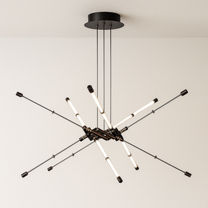Luminária Pendente Moderno Minimalista Articulável LED Parlor - Preto / Ø80cm / Branco Quente (3000K) - ORNE™