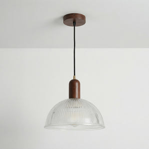 Luminária Pendente Clássico Moderno Madeira Vidro Loker — ORNE