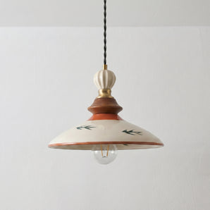 Luminária Pendente Clássico Retrô Vintage Cerâmica Madeira Begônia — ORNE