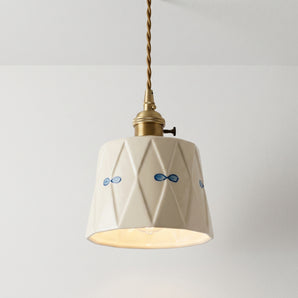 Luminária Pendente Clássico Retrô Vintage Cerâmica Metal Camélia — ORNE