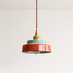 Luminária Pendente Moderna Minimalista Cerâmica Cherni - Vermelho / Ø14x6cm - ORNE™