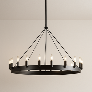 Luminária Pendente Moderna Minimalista LED Metal Black Fazzano - Ø80cm / Branco Quente (3000K) - ORNE™