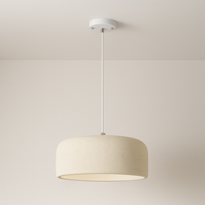 Luminária Pendente Moderna Minimalista Concreto Balli - Bege / Ø30x13cm / Branco Quente (3000K) - ORNE™