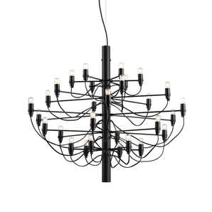 Luminária Pendente Lustre Moderna Minimalista Metal Sona - Ø88x72cm / Preto / Branco Quente (3000K) - ORNE™