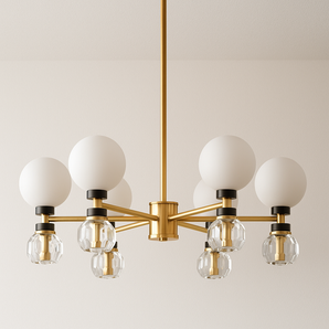 Luminária Pendente Lustre Moderna Minimalista Globos Cristal Quincy - Ø66cm / Branco Quente (3000K) - ORNE™