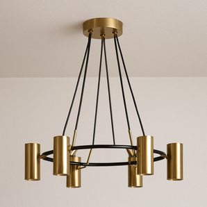 Luminária Pendente Moderna Minimalista Metal Kayle - 6 Lâmpadas / Dourado - ORNE™
