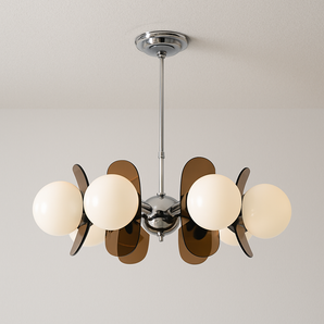 Luminária Pendente Moderna Minimalista Metal Acrílico Sirius - 8 Lâmpadas / Âmbar / Acrílico e Alumínio - ORNE™