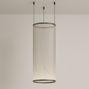 Luminária Pendente Moderna Minimalista LED Corda Nokk - Ø37x73cm / Branco Cinza / Branco Quente (3000K) - ORNE™