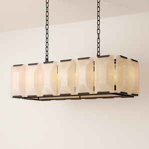 Luminária Pendente Moderna Minimalista Cristal Haja - 105cm / Retangular / Preto / Cristal e Alumínio - ORNE™