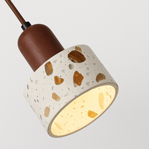 Luminária Pendente Moderna Minimalista Terrazzo Sieto - Terrazzo e Madeira / Ø12x16cm - ORNE™