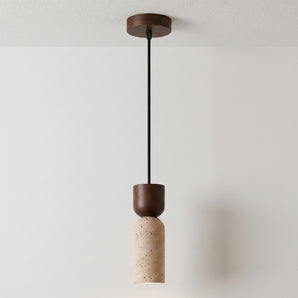 Luminária Pendente Moderno Minimalista Madeira Mármore Travertino Wakz — ORNE