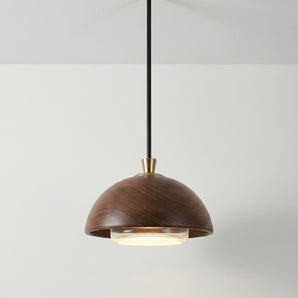 Luminária Pendente Moderno Minimalista Madeira Nogueira Metal Vicenza — ORNE