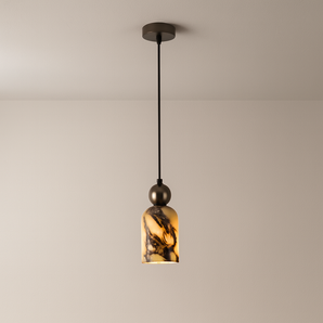 Luminária Pendente Moderna Minimalista Mármore Metal Rouge - Ø10x21cm / Mármore e Alumínio - ORNE™
