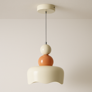 Luminária Pendente Moderna Minimalista Metal Boo - Bege e Laranja / Branco Quente (3000K) - ORNE™